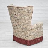 1955-60s, Danish design, high back armchair in floral multicolor fabric, original condition.