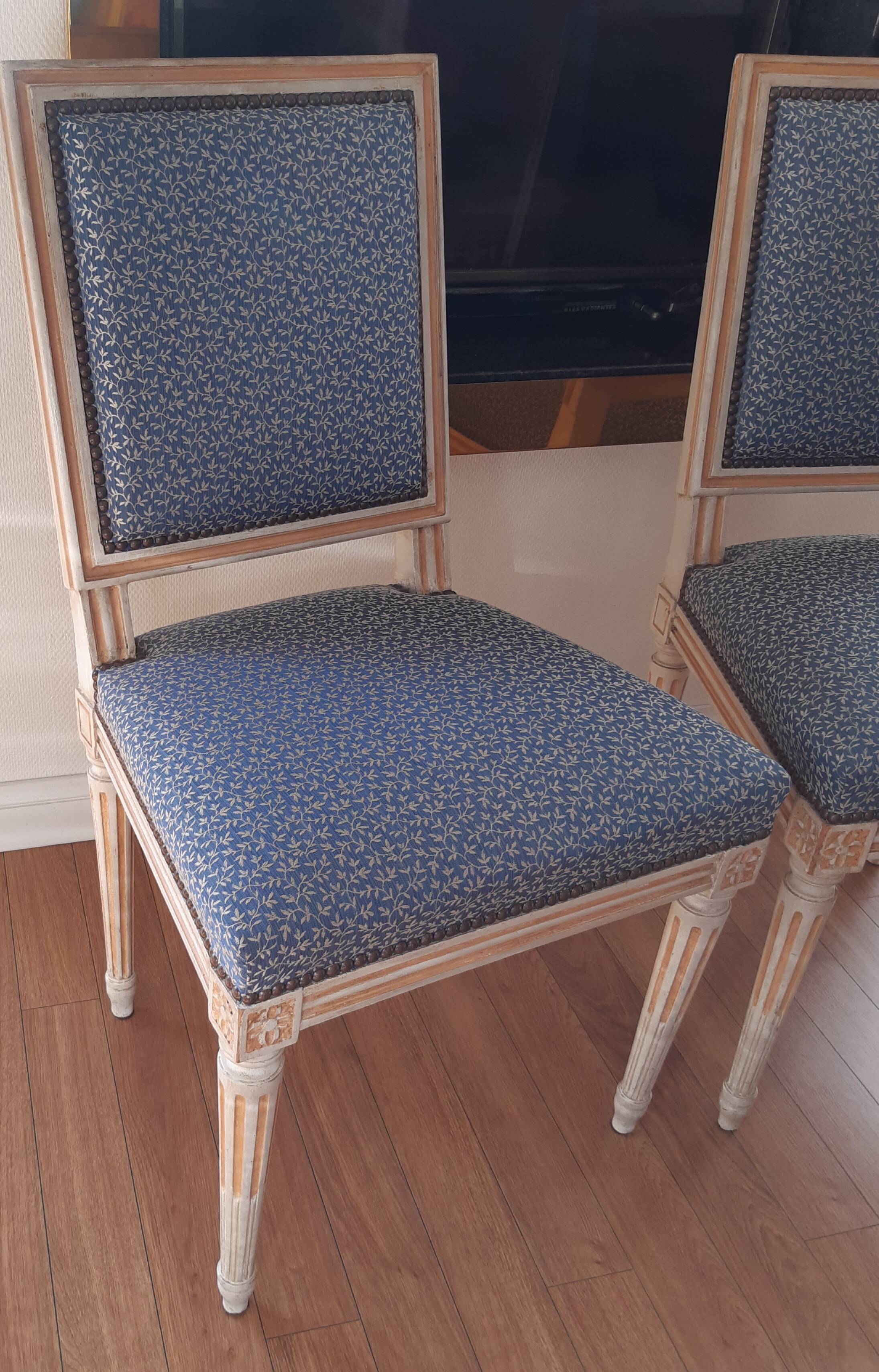 Two Louis XVI Jacob style chairs early 20th