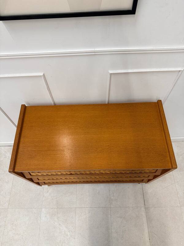 Commode rotin pieds compas