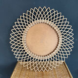 Miroir soleil en rotin 27cm