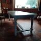 Antique solid oak farmhouse table with turned legs