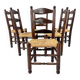 Set of 6 french antique rush and oak dining chairs, 1900s