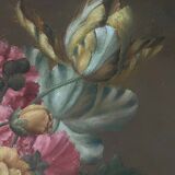 Tableau hst "composition florale" ec. xx° fleurs signée + cadre