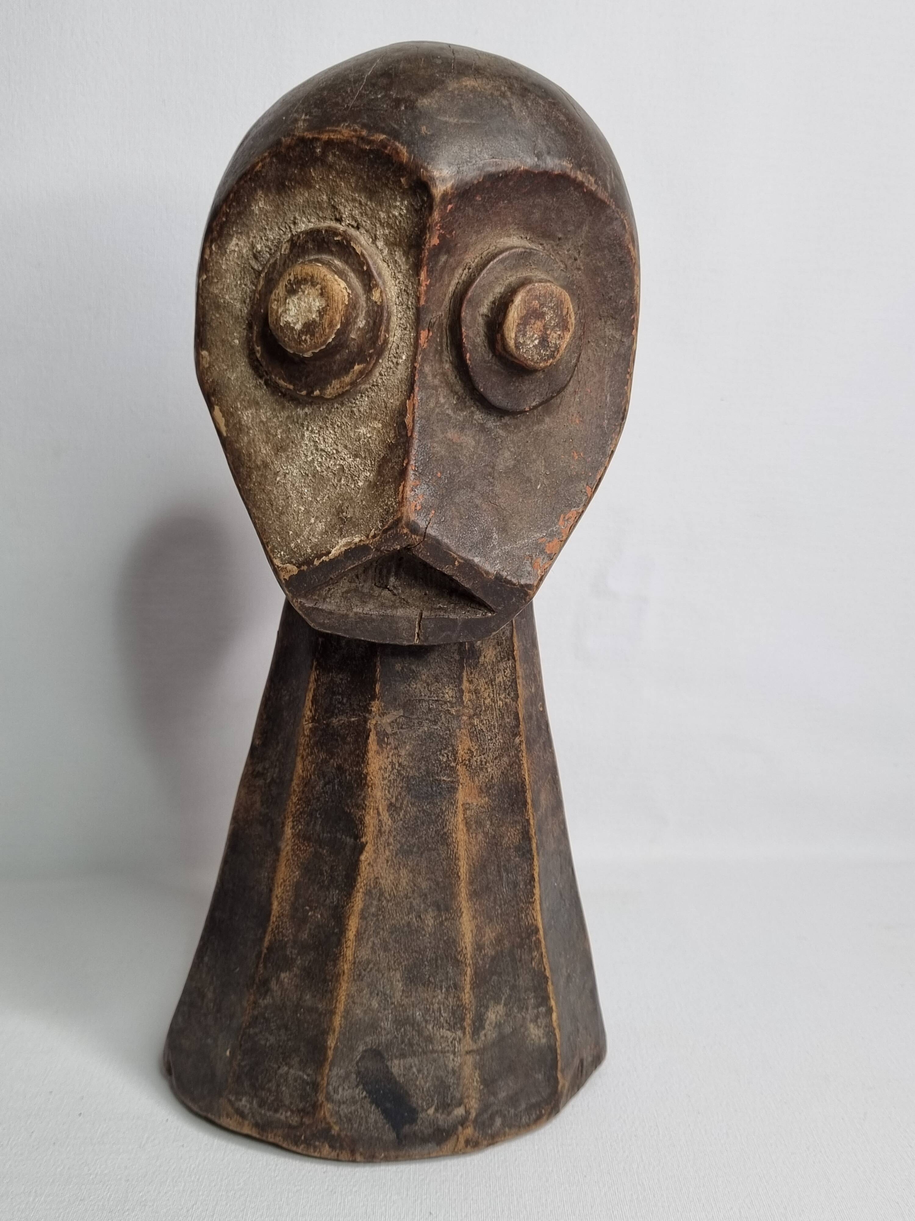 Tribal wooden sculpture, African ritual art, Kalunga Bembe head, 31 cm