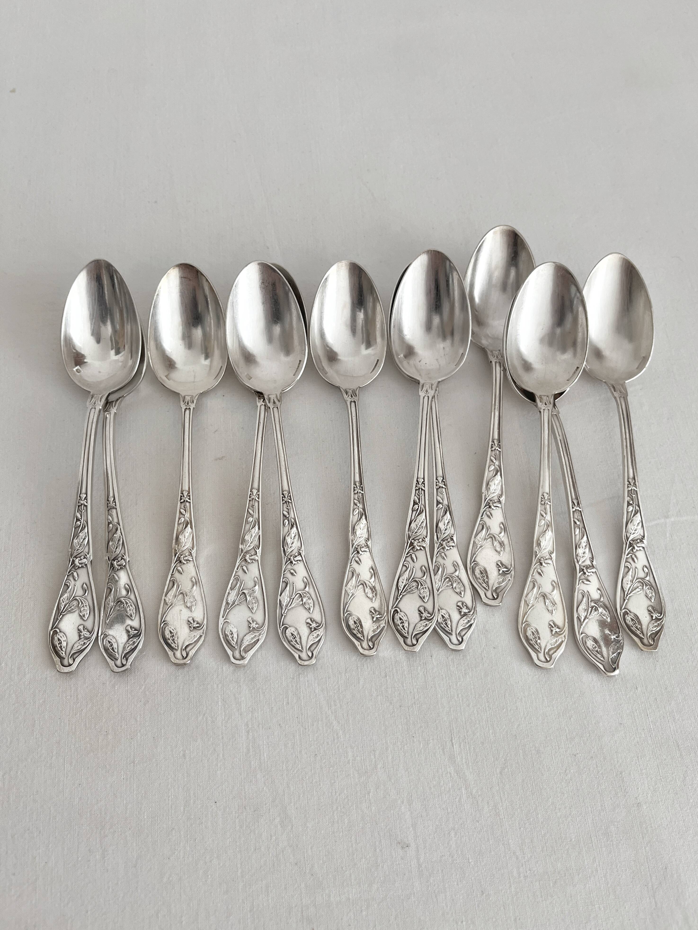 12 small silver-plated metal teaspoons "Cocoa" by Boulenger