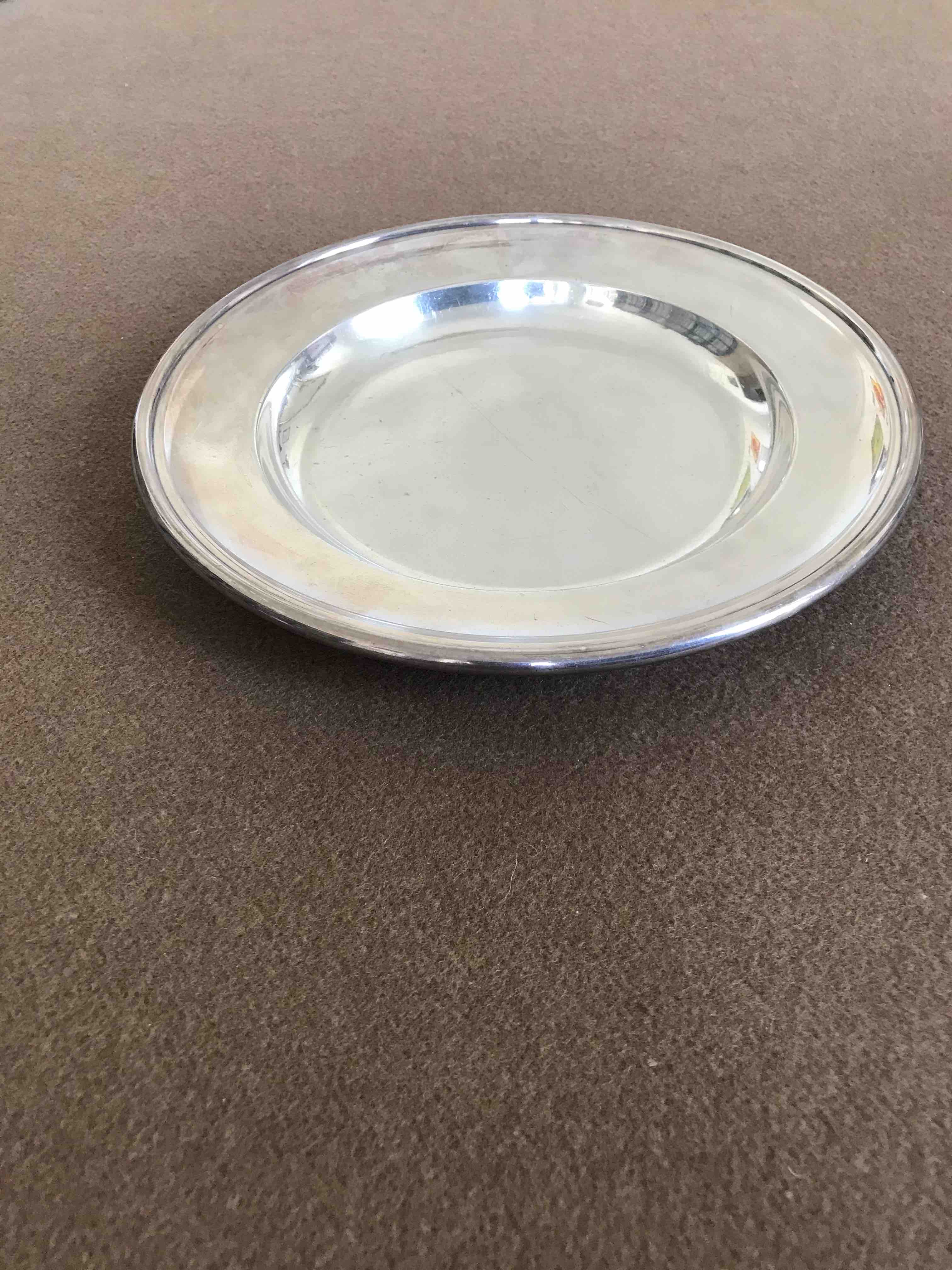 Art Deco silver metal presentation plate