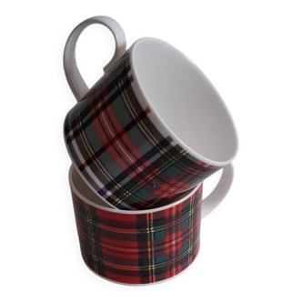 Duo de grandes tasses tartan.