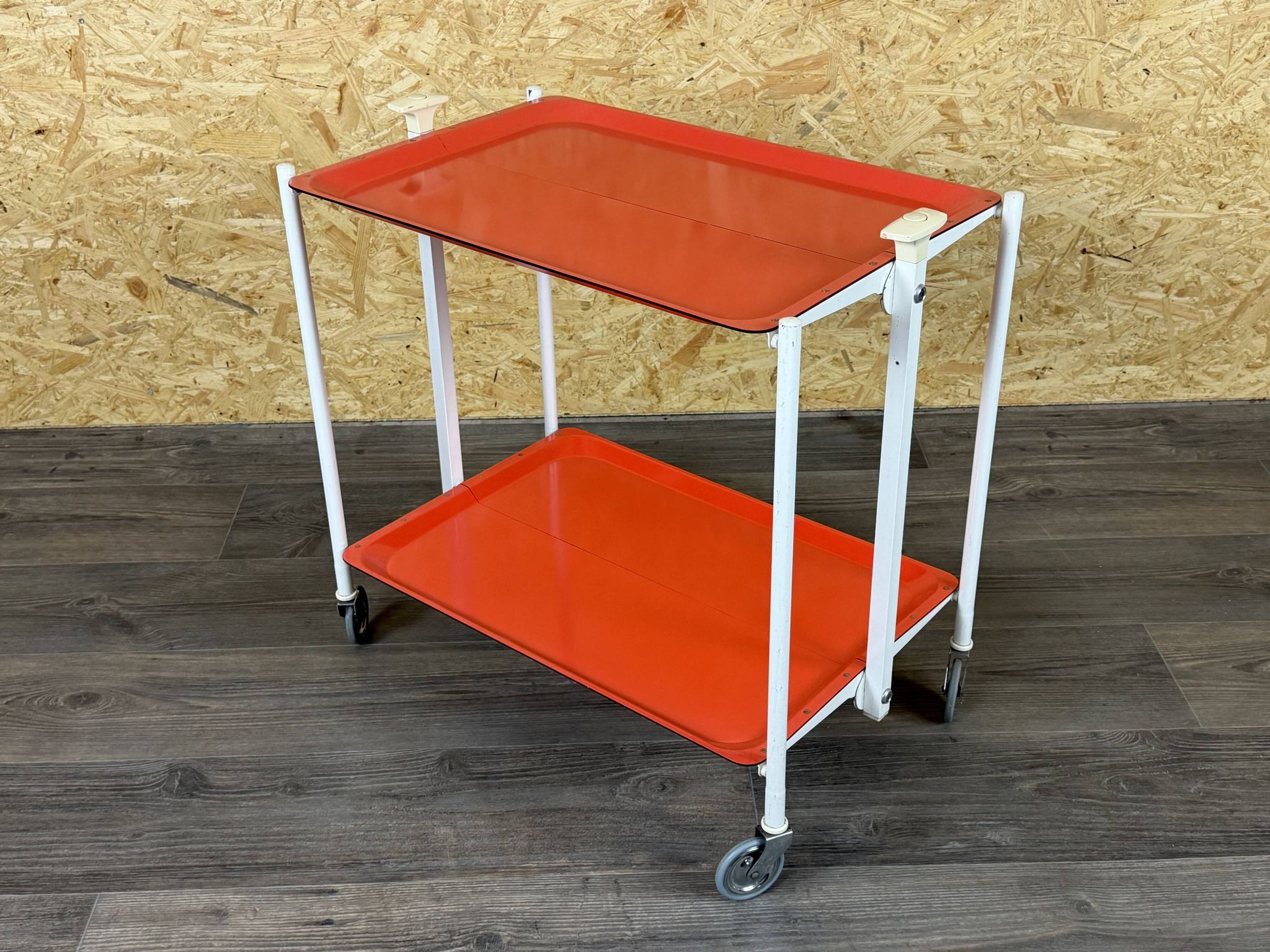 1960s 1970s Serving Cart Dinette Side Table Orange Space Age Design