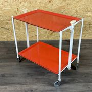 1960s 1970s Serving Cart Dinette Side Table Orange Space Age Design