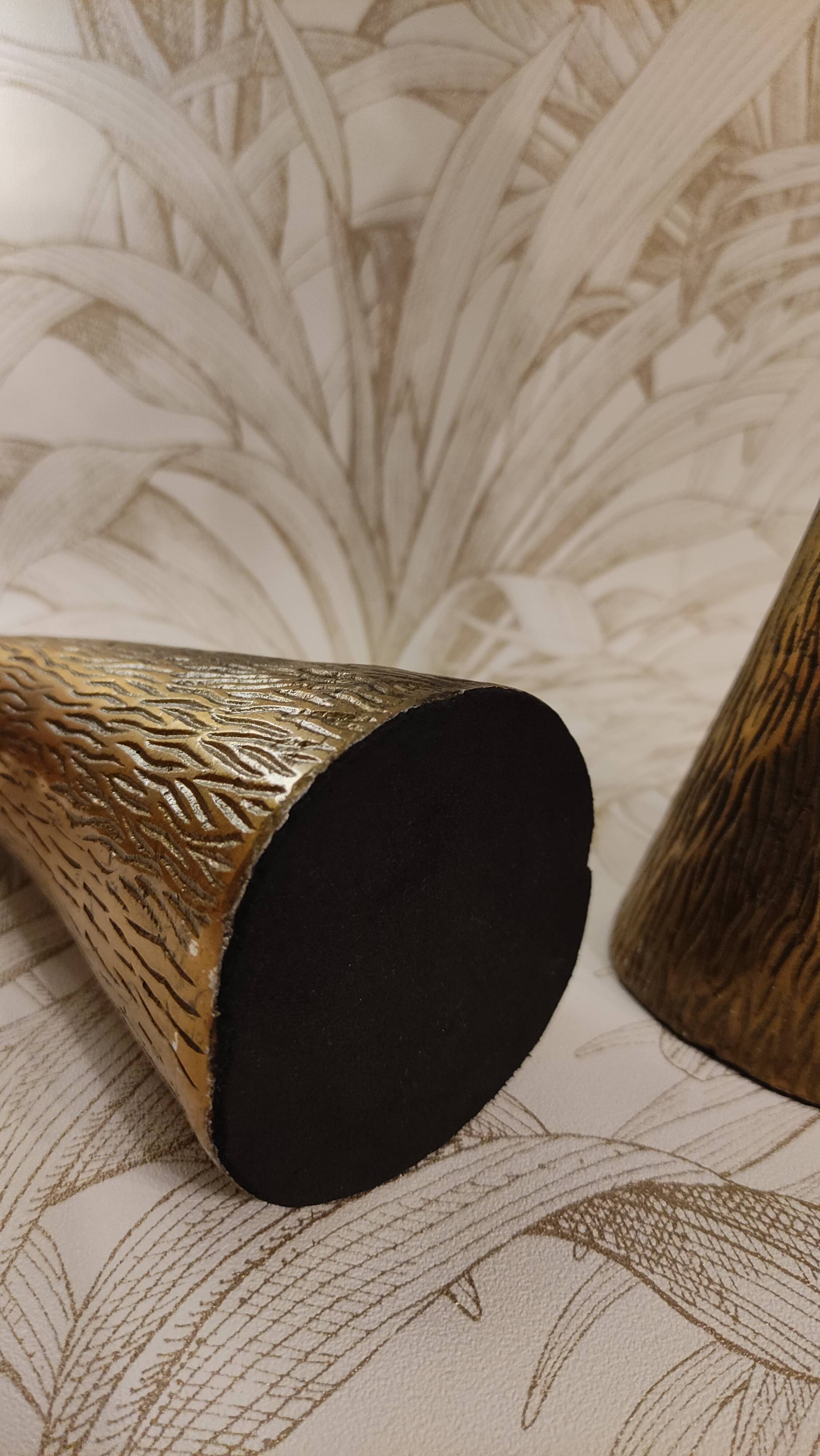 Golden candle holder art deco style peacock head