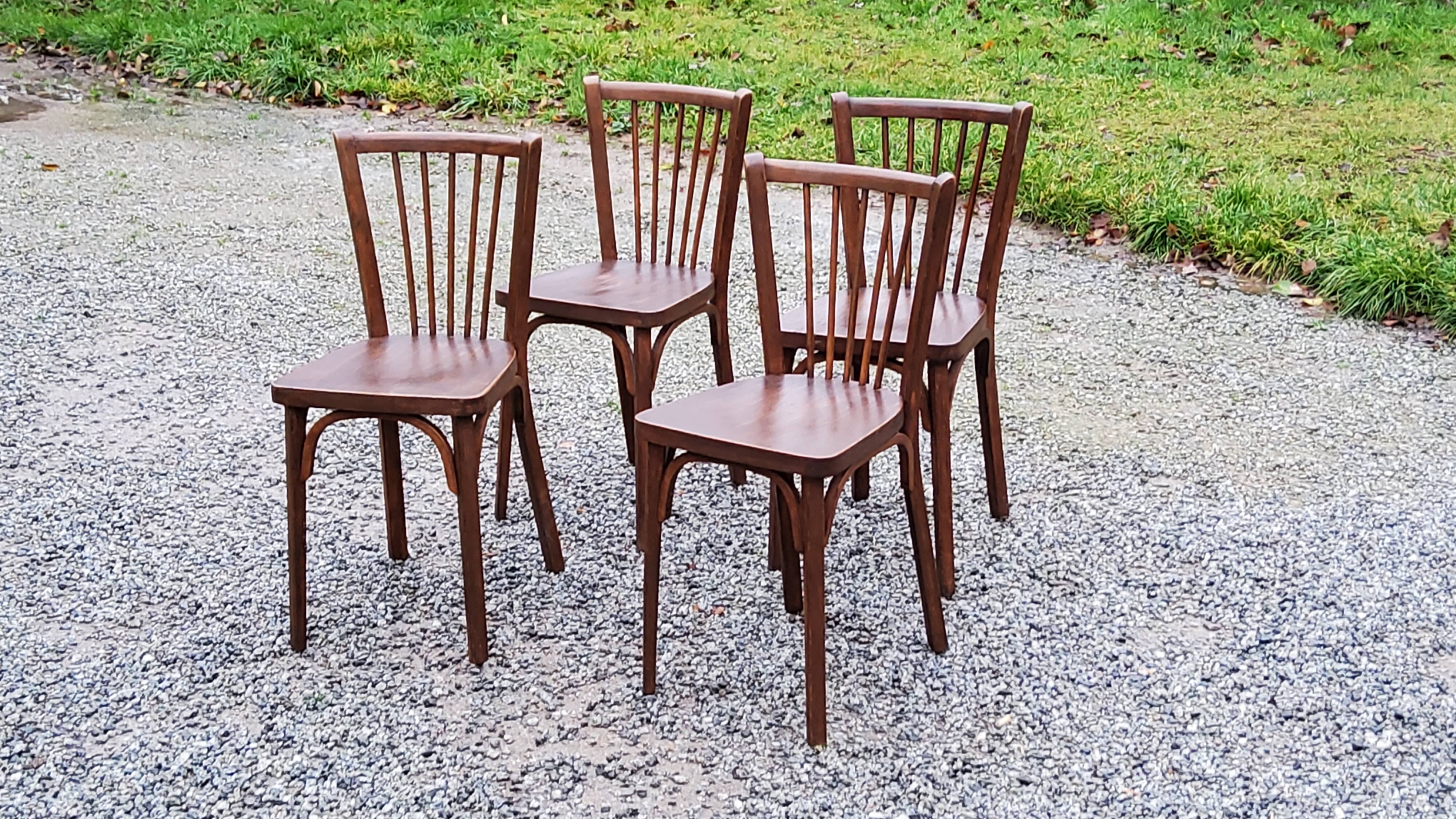 Set of 4 Baumann bistro chairs from the 50s stamped