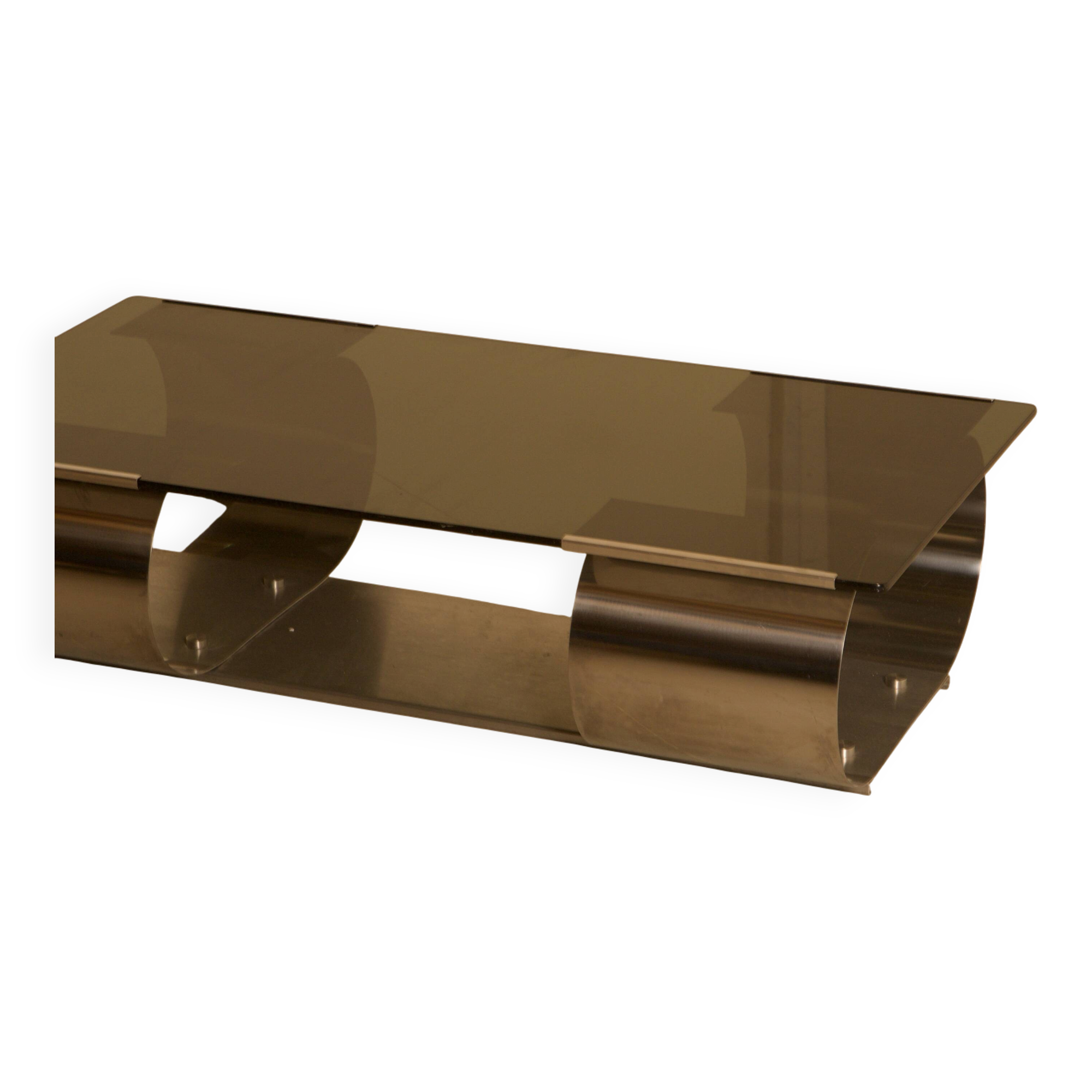 Glass and metal coffee table by Francois Monnet for Kappa Italia 70's
