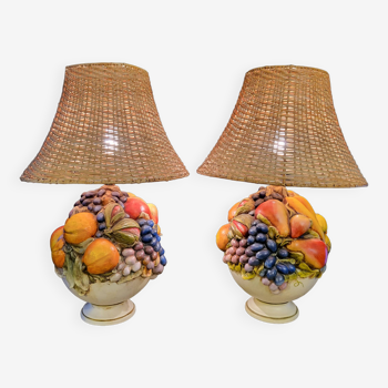 Grande paire de lampes céramique design italie 70'80'