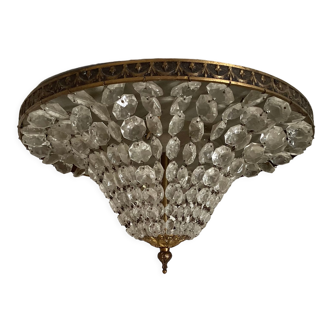 Old brass ceiling lamp and glass tassels, Arts Déco