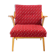 Fauteuil en tissu rouge original et bois blond, Tchécoslovaquie années 1960