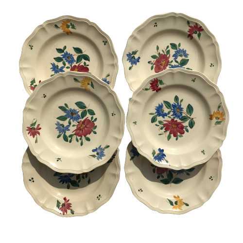 Série de 6 assiettes en faience de Sarreguemines