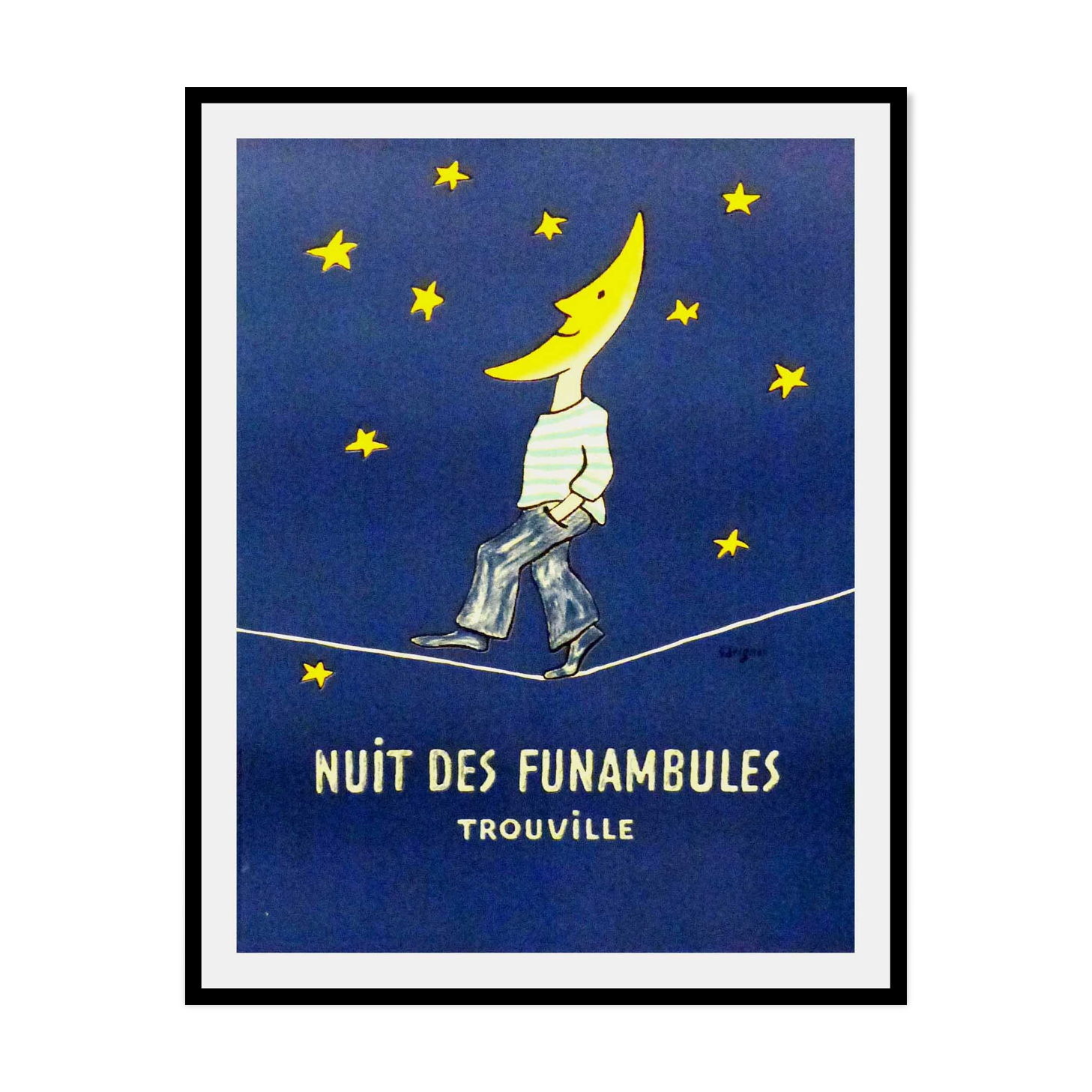 Old poster Trouville the night of the tightrope walkers Savignac 1985
