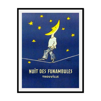 Old poster Trouville the night of the tightrope walkers Savignac 1985