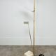 70s design floor lamp, brass and travertine, Hollywood Regency
