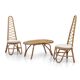 Chaises haut dossier en bambou et table, France 1960s