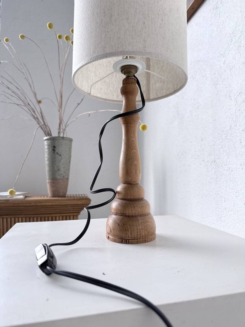 Lampe de bureau en bois chêne clair 1950