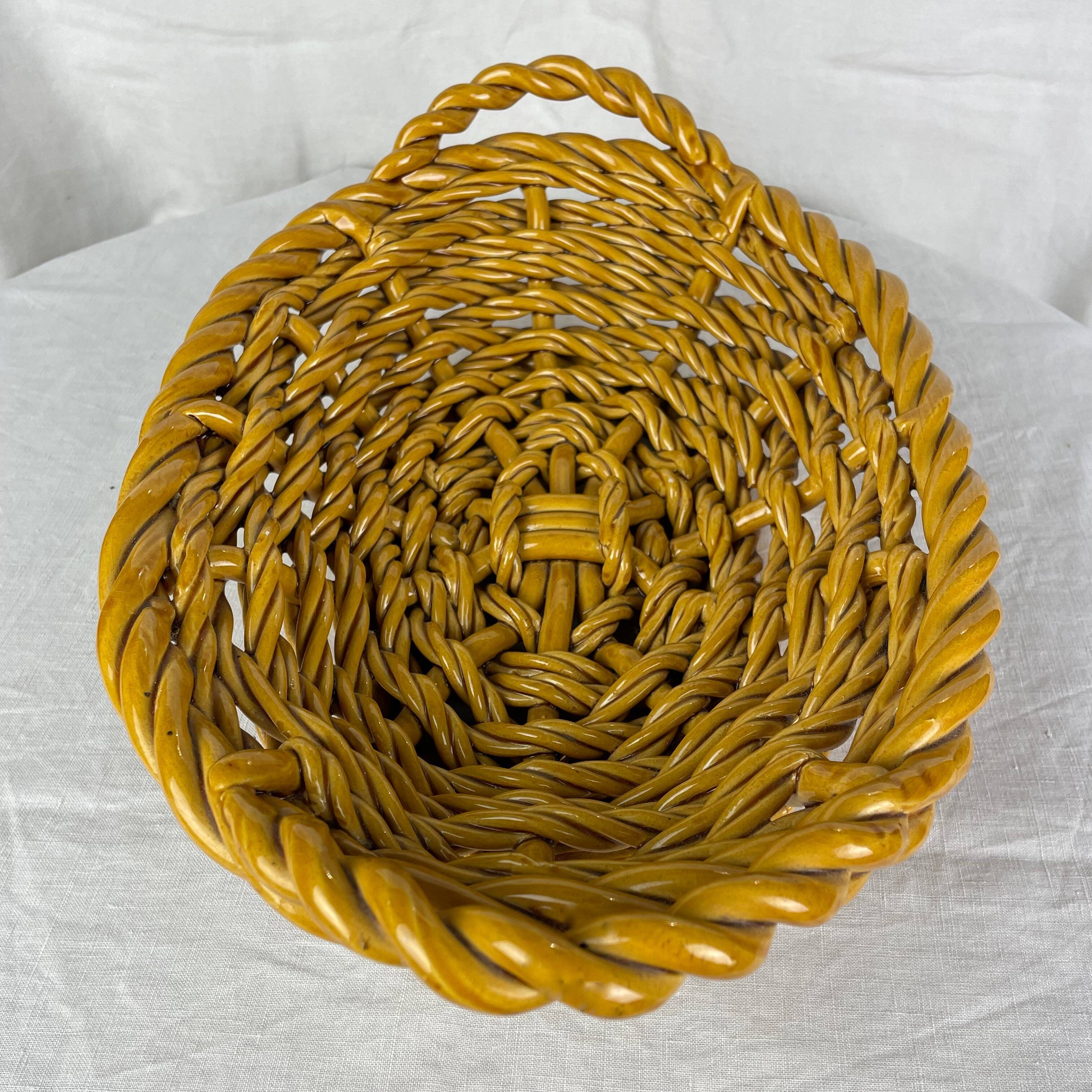 Ocher-colored ceramic basket