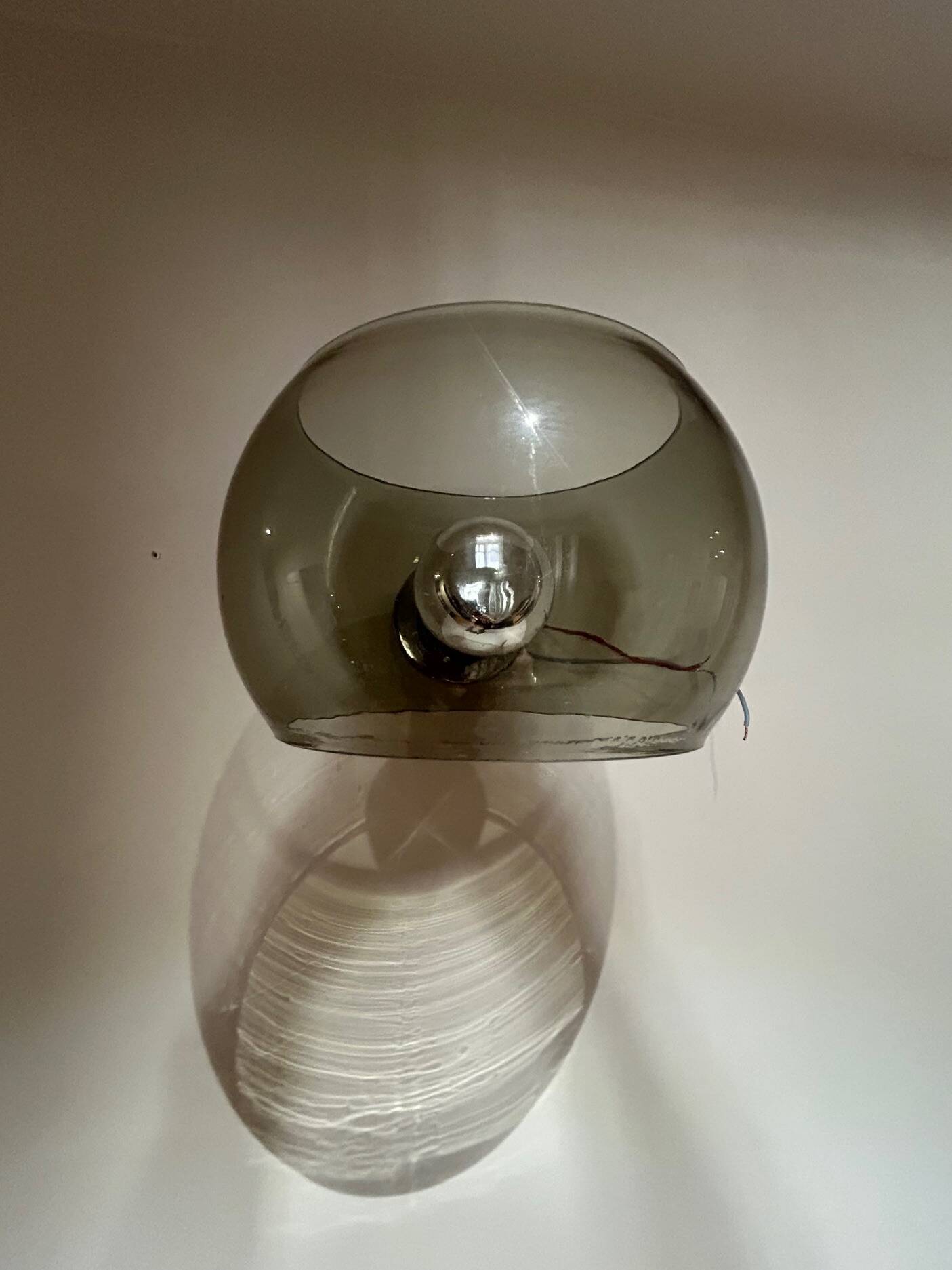 glass and chrome wall light 1970