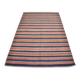 Navy Blue & Terracotta Hand Woven Turkish Striped Kilim Rug, 147x217 Cm