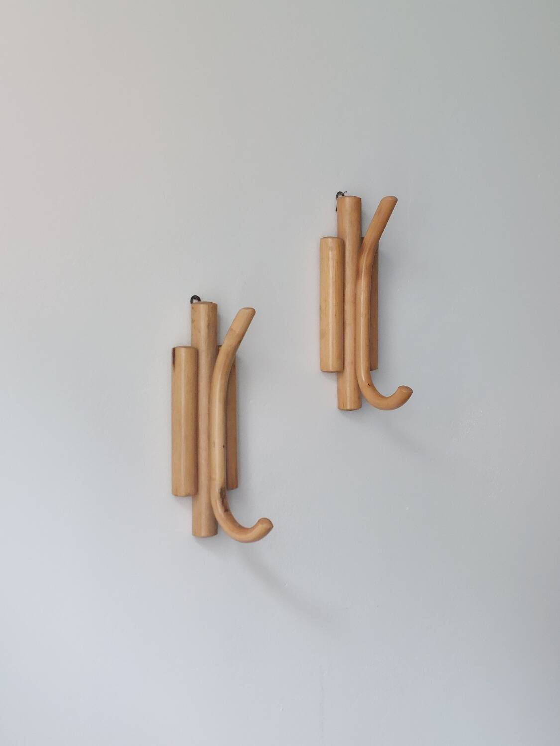 Porte-manteaux muraux vintage en bambou du milieu du siècle