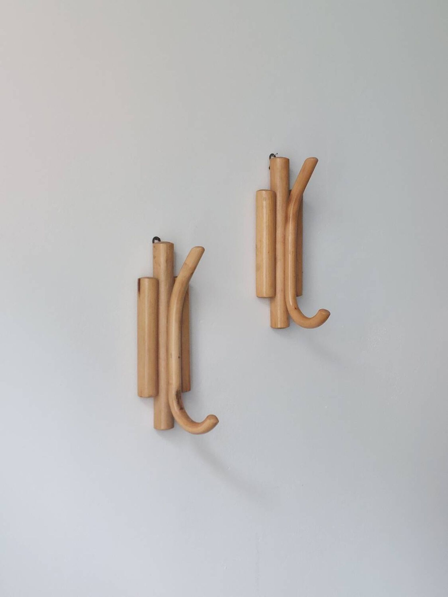 Porte-manteaux muraux vintage en bambou du milieu du siècle
