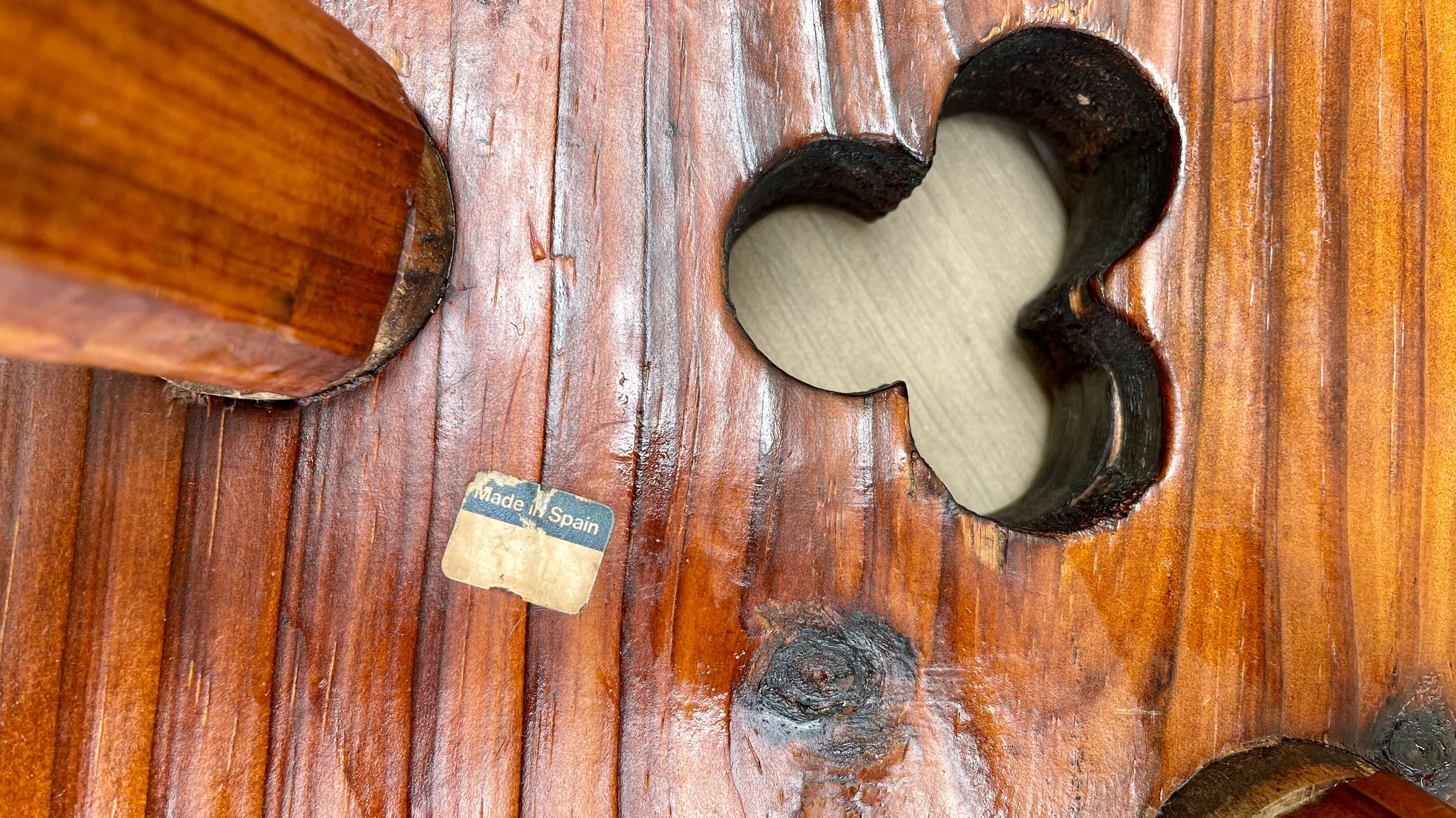 Vintage tripod wood stool made in Spain