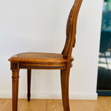 Chaise médaillon bois et rotin