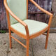 Pair of armchairs curved wood varnished skaï 70s