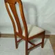 Set of 4 vintage chairs in stained wood and cream fabric.