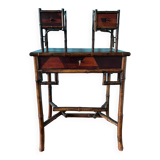 Old secretary in marquetry and bamboo