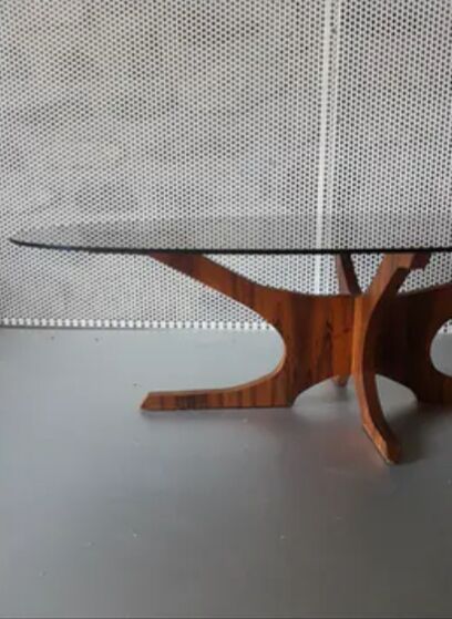 Table basse palissandre vintage Hugues Poignant