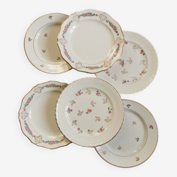 6 Assiettes à dessert vintage dépareillées