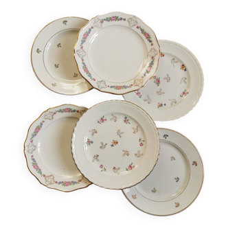 6 Assiettes à dessert vintage dépareillées