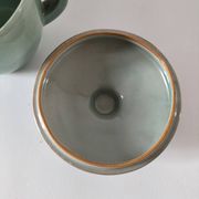 Covered sugar bowl in celadon ceramic – modernist lines