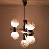Mazzega Murano Chandelier / Space Age Glass Pendant Light 1970s Italy