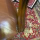 Fauteuil de bureau vintage en bois et cuir marron clouté