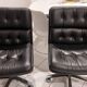 Pair of vintage Italian design leather office armchairs 1980