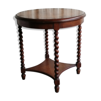 Table Pedestal table with wooden legs turned in Rosaries of Haute-Epoque Style