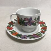 Series 6 cups old kaiser ceramic white + flowers vintage designs