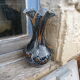 Old clichy glass vase with jasped multicolored collar
