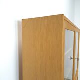 Tall LP display cabinet with glass doors and magazine shelf from Sweden