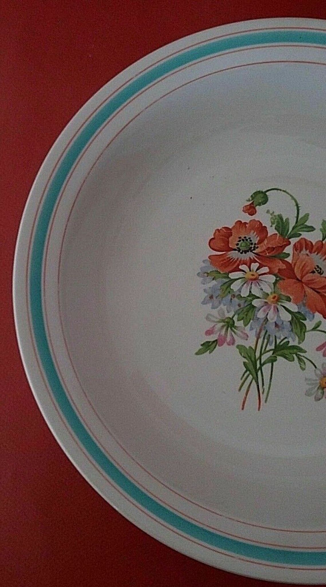 Hollow earthenware dish Saint Amand early twentieth floral decoration