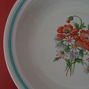 Hollow earthenware dish Saint Amand early twentieth floral decoration