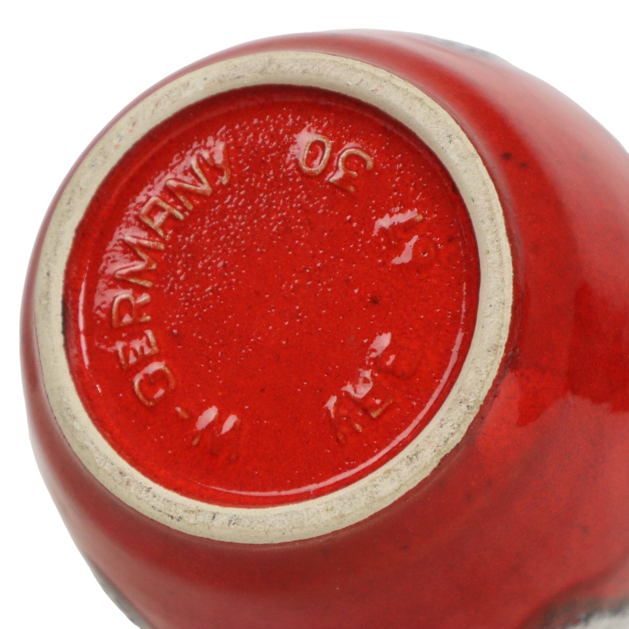Red Fat Lava Design Vase Bay Keramik West Germany Pottery 67-30