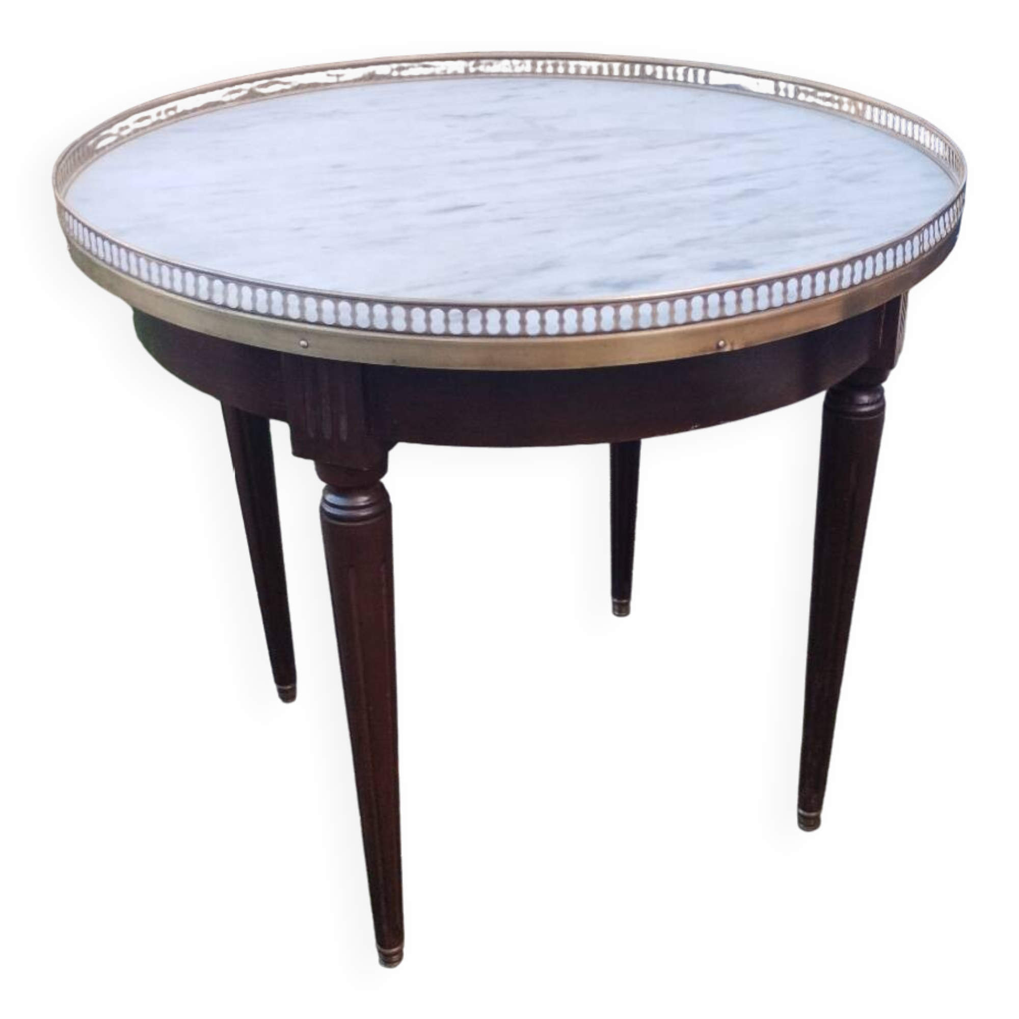 Bouillotte coffee table with antique marble top, Louis XVI style